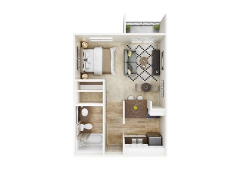 Floor plan for studio, 1 bath, 432 sqft